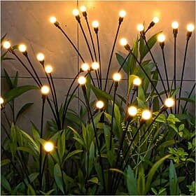 1/2 Stück Solargartenleuchten im Freien Glühwürmchen Starburst schwankende Lichter warmweißes Farbwechsel-RGB-Licht für Hof-Terrassenweg-Dekoration schwankend,