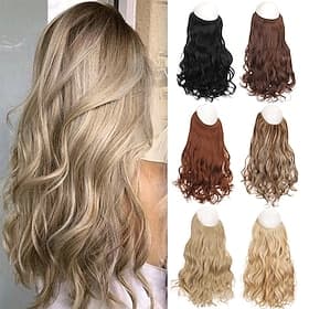 ricci capelli sintetici 22 pollice estensione dei capelli filo da pesca capelli 1pc / pack regolabile Per donna Da ragazza