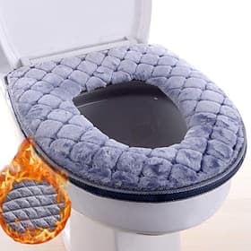 Housse de siège de toilette coussin universel en peluche housse de siège de toilette housse de siège de toilette chaude mignon poignée à tricoter housse de siè
