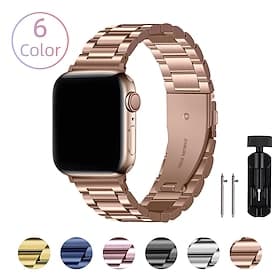 Link Bracelet Compatible with Apple Watch band 38mm 40mm 41mm 42mm 44mm 45mm 49mm Buckle Luxury Metal Clasp Stainless Steel Strap Replacement Wristband for iwa