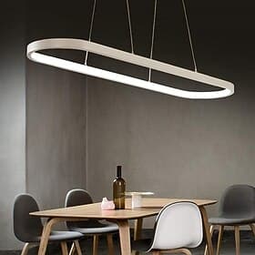 1-Light 70c/90m LED Pendant Light 40W Oval Design Rectangle Aluminum Black Painted Finishes Modern Lamp for Dinning Room Resturant Coffee Bar 110-240V ONLY DIM