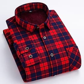 Hombre Camisa para Vestido Camisa de franela Comprobar camisa Camisa de cuello Abotonar la camisa Tartán Boda Trabajo Amarillo Rojo Azul Piscina Verde Trébol M