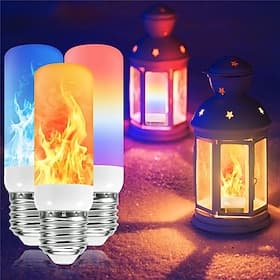 Lampes à ampoule LED effet flamme de feu 4 modes effet clignotant dynamique capteur de gravité pour décoration intérieure extérieure fête Halloween 1/4pcs