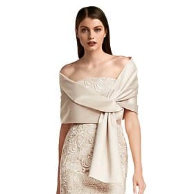 Shawls Women's Wrap Bolero Shrug Vintage Classy Elegant Sleeveless Satin Wedding Guest Wraps With Pure Color For Formal Spring Fall dress to impress