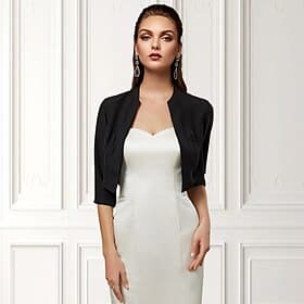 Women's Wrap Bolero Shrug Mother's Wraps Basic Coats / Jackets Elegant 3/4 Length Sleeve Chiffon Wedding Guest Wraps With Pure Color For Party Evening Spring