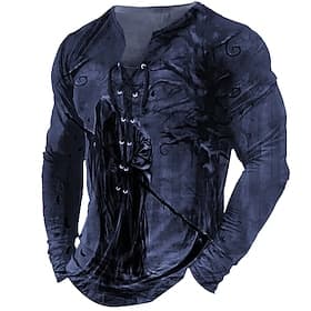 Voor heren T-shirt T-shirts Grafisch Coole schedels Mens Kraag Kleding 3D-afdrukken Buiten Straat Lange mouw Veters Afdrukken Ontwerper Stijlvol Vintage Basic