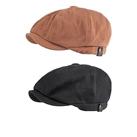 Hombre Sombrero de la boina Gorra de vendedor de periódicos Negro Marrón Algodón Hebilla ajustable Sencillo Moda de los años 20 Vacaciones Calle Uso Diario Fin