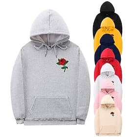 Men's Floral Print Long Sleeve Sweatshirts Hooded Vintage Cool Casual Winter Black White Yellow Clothing Apparel Designer Plus Size S M L XL 2XL 3XL