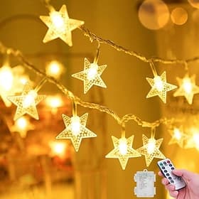 Star Fairy String Lights Battery Operated 10m 80LED with Remote Control for Indoor Outdoor Home Party Garden Patio Wedding Tree Hanging Lights Decoration Lig