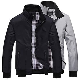 Men's Lightweight Jacket Summer Jacket Bomber Jacket Windbreaker Vacation Daily Wear Outdoor Casual / Daily Zipper Pocket Spring Fall Solid Color Comfort Zippe