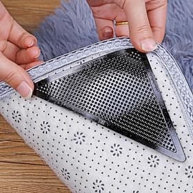 pinces de tapis 4 pièces triangle antidérapant lavable tapis pince réutilisable amovible anti curling pour cuisine tapis tapis salon chambre