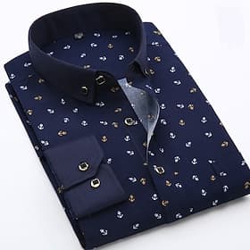 Homme Chemise Chemise sans repassage Elastique Plaid / Rayé / Chevron Mariage Bureau et carrière Rose Claire Bleu Ciel Noir Blanche Col rabattu Printemps été T
