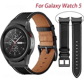 Bracelet de Montre pour Samsung Galaxy Watch 7/6/5/4 40/44mm, Watch 5 Pro 45mm, Watch 6 Classic 43/47mm, Watch 4 Classic 42/46mm Vrai Cuir Remplacement Sangl
