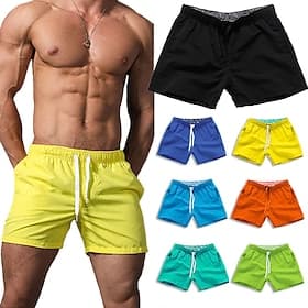 Voor heren Lange zwembroeken Zwemshorts Boardshorts Elastische taille Elastisch ontwerp met trekkoord Recht been Effen Sneldrogend Voor buiten Korte Dagelijks