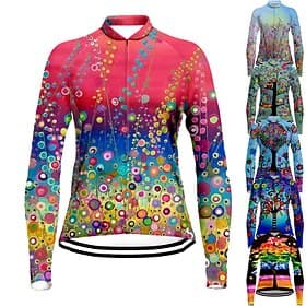 Women's Cycling Jersey Floral Botanical Long Sleeve Bike Top with 3 Rear Pockets Mountain Bike MTB Road Bike Cycling Quick Dry Reflective Strips Back Pocket Mo