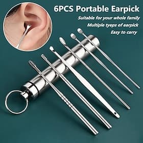 kit de retrait de cérumen enlèvement de cérumen 6-en-1 outils de prélèvement d'oreille nettoyeur d'oreille réutilisable ensemble de prélèvement d'oreille en ac
