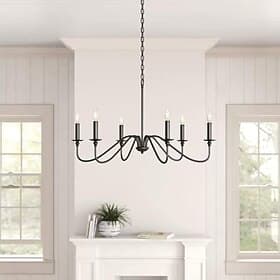 LED Pendant Light 6-Light Black Farmhouse Candlestick Chandelier E12/E14 Candle Style Minimalist Kitchen Island Hanging Pendant Light 110-240V