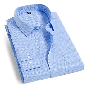 Homme Chemise Résistant aux plis Chemises à manchettes françaises Chemise à col Chemise boutonnée Vagues Mariage Extérieur bleu marine Bleu Bleu clair manche l