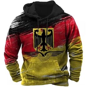 Herren Farbblock Grafikdrucke Kapuzensweatshirt Kapuzenshirts Pullover Streetwear Designer Basic Lässig Langarm Mit Kapuze Täglich Sport Gelb Druck Frühling H