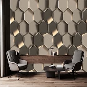 Cool Wallpapers Geometric 3D Brik Wallpaper Wall Mural Home Decoration Classic Modern Wall Covering, Canvas PVC / Vinyl Material Adhesive required Self adhesiv