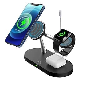 Draadloze oplader 15 W Uitgangsvermogen Draadloos laadstation Snel draadloos opladen Magnetisch 5 in 1 Voor Magsafe iPhone 14/13/12 Pro Max Mini, iWatch SE/8/7