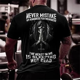 Men's Grim Reaper Letter T Shirt Graphic Tee Funny T Shirts Short Sleeve T shirt 3D Print Crew Neck Shirt Vintage Fashion Designer Street Casual Daily Black Ye