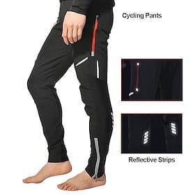 Herren Fahrradhose Fahhrad Hosen Unterteile Mountainbike MTB Straßenradsport Sport Schnelltrocknend Reflektierende Streifen Bequem Schweißableitend Schwarz Spa