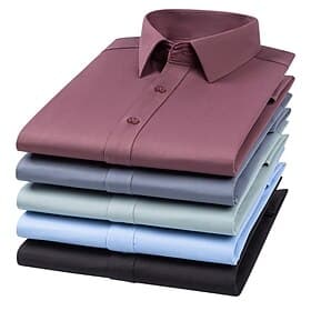Men's Dress Shirt Wrinkle Resistant Solid / Plain Color Wedding Black White Light Green Wine Long Sleeve Turndown Spring Fall Clothing Apparel