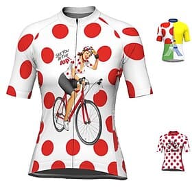 Women's Cycling Jersey Graphic Polka Dot Funny Short Sleeve Bike Jersey Top with 3 Rear Pockets Mountain Bike MTB Road Bike Cycling Quick Dry Reflective Strips