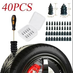 StarFire 40pcs Tire Repair Rubber Nails 20 Small Nails 20 Large Nails Self-Service Tire Repair Rubber Screws For Car Motorcycle Tire Puncture Repair