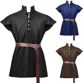 Retro Vintage Mittelalterlich 17. Jahrhundert Bluse / Hemd Cosplay Kostüm Maskerade Pirat Krieger Wikinger Kostüm Herren Vikinger Fantasie Halloween Karneval M