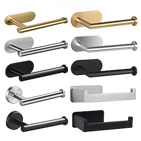 Self-adhesive Toilet Paper Holder Wall Mounted Bathroom 304 Stainless Steel Paper Towel Rack Toilet Multi-Function Toilet Paper Rack Perforated Paper Towel Rac