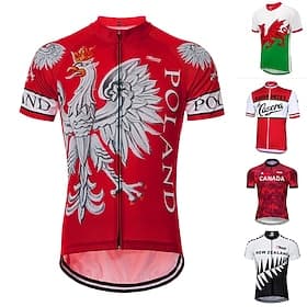 Homme Maillot de cyclisme Aigle Russie Pologne Manche Courte Cyclisme Maillot Top avec 3 poches arrière VTT Vélo tout terrain Cyclisme sur route Séchage Rapide