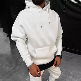 Homme Sweat à capuche Abricot Noir Blanche Jaune Vin Capuche Couleur unie Cordon Sport Loisir Casual Vêtement de rue Estampage à chaud Vêtement de rue Vêtemen