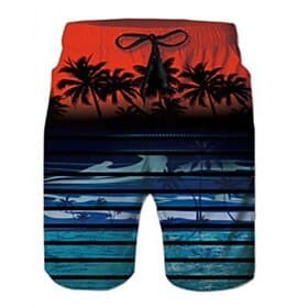 Herren Flagge Flamingo Ananas Badehosen Badeshorts Boardshorts Mittlere Taille Mode Streetwear Lässig Täglich Outdoor Ferien Kordelzug Tasche Elastischer Bund