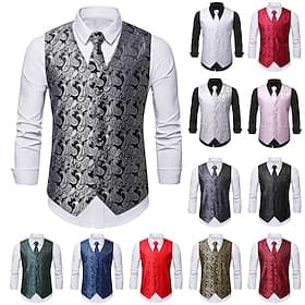 Herren Weste Hochzeit Büro Karriere Freizeitskleidung Party / Cocktail Geschäftlich Moderne zeitgenössische Frühling Herbst Bestickt Tasche Bedruckt Button-Do
