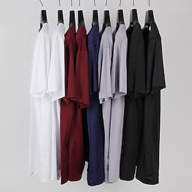 Homme T-shirt Manche Courte Col en V Été Printemps Couleur Unie / Unie Sans couture Basique Occasionnel Occasionnel Quotidien Rouge vin T-shirt haut de gamme p