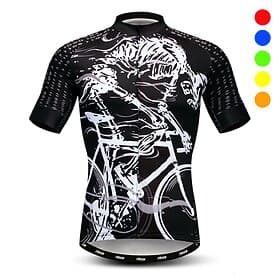 Men's Cycling Jersey Patterned Sugar Skull Skeleton Short Sleeve Bike Jersey Top with 3 Rear Pockets Mountain Bike MTB Road Bike Cycling Quick Dry Front Zipper