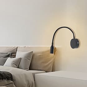 Applique murale LED d'intérieur, lampe de lecture murale LED, lampe de chevet LED à faisceau concentré, applique murale LED de lecture ronde 3W avec tube en br
