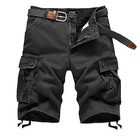 Men's Cargo Shorts Shorts Hiking Shorts Baggy Shorts Multi Pocket Straight Leg Solid Colored Comfort Wearable Work Daily Streetwear Casual Black Army Green Mic