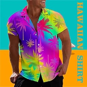 Men's Gradient Coconut Tree Tropical Plants Shirt Summer Hawaiian Shirt Aloha Shirt Short Sleeve Shirt Turndown Tropical Fashion Hawaiian Casual Beach Hawaiian