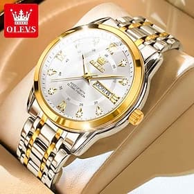 OLEVS montre en quartz cadeau pour hommes montre de luxe diamants or étanche luminescent acier inoxydable montre en quartz pour hommes montre pour hommes