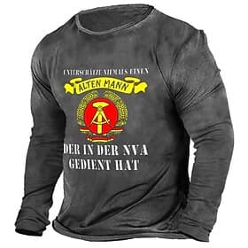 Herren Grafik Buchstabe T Shirt T-Shirt Langarm T-Shirt 3D-Druck Rundhalsausschnitt Hemd Vintage Mode Designer Outdoor Lässig Täglich Blau Braun Dunkelgray Frü