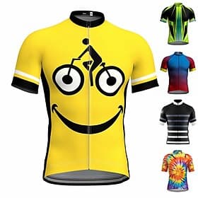 Men's Cycling Jersey Graphic Cartoon Funny Short Sleeve Bike Jersey Top with 3 Rear Pockets Mountain Bike MTB Road Bike Cycling Quick Dry Reflective Strips Bac