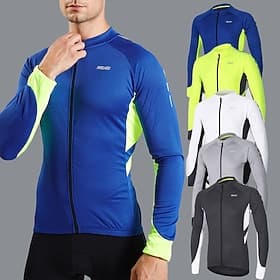 Homme Maillot de cyclisme Couleur Unie manche longue Cyclisme Maillot avec 3 poches arrière VTT Vélo tout terrain Cyclisme sur route Respirabilité Bandes réflé