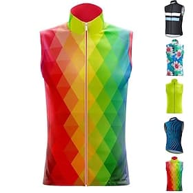 Femmes Maillot de cyclisme Arc-en-ciel Grille / Carreaux LGBT Sans manches Cyclisme Maillot Top avec 3 poches arrière VTT Vélo tout terrain Cyclisme sur route