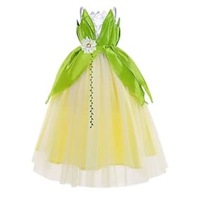 Märchen Prinzessin Tiana Blumenmädchenkleid Themenparty-Kostüm Tüllkleider Cosplay for Mädchen Kinder Karneval Maskerade Hochzeit Hochzeitsgast