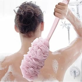 Shower Brush Loofah Sponge With Long Handle Body Back Mesh Scrubber Bath Brush Skin Exfoliating Massage Brush Bath Accessories