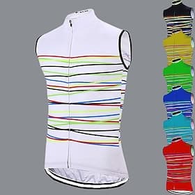 Homme Maillot de cyclisme Rayures horizontales Sans manches Cyclisme Maillot Top avec 3 poches arrière VTT Vélo tout terrain Cyclisme sur route Séchage Rapide