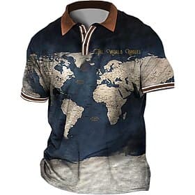 Herren Übergröße Poloshirt Groß und hoch Karte Umlegekragen Bedruckt Kurzarm Frühling Sommer Sport Modisch Strassenmode Designer Outdoor Strasse Oberteile